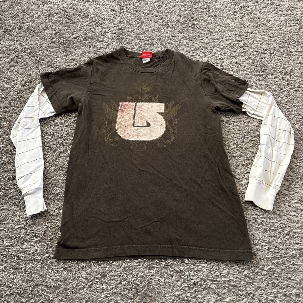 Vintage Burton Snowboards Small S Tee T Shirt Brown Long Sleeve Y2k 1990's Retro